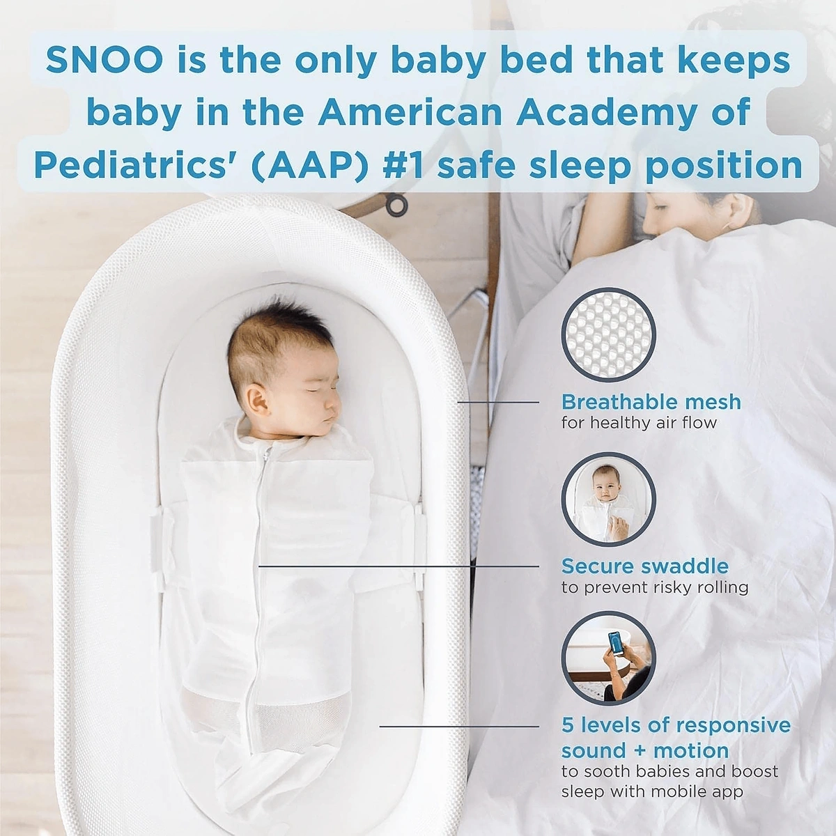 Promotional image of SNOO Smart Sleeper Bassinet